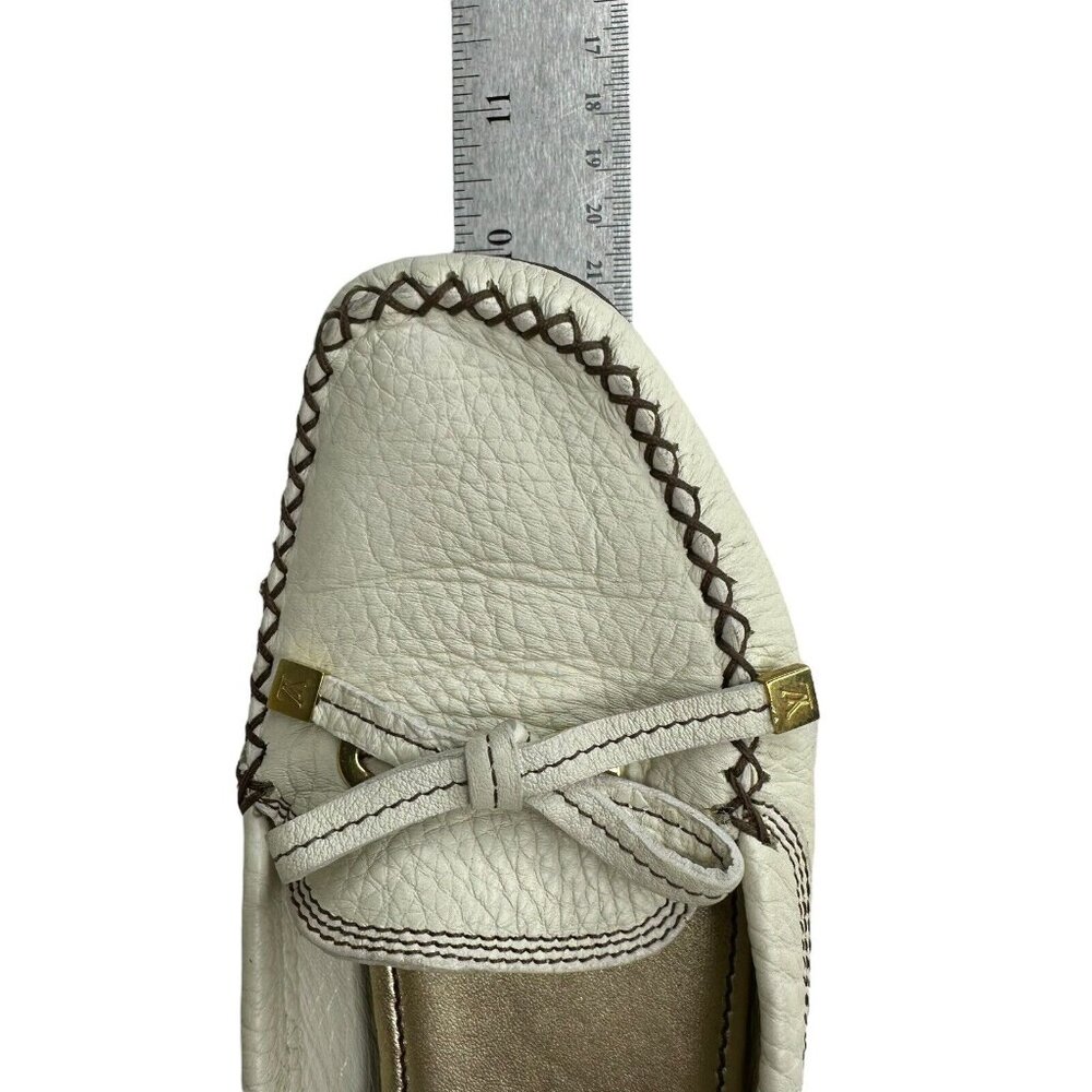 Louis Vuitton Gloria Shoes Flat Loafers Ivory US 6.5 EU 36.5 Leather Bow Logo - Picture 13 of 15